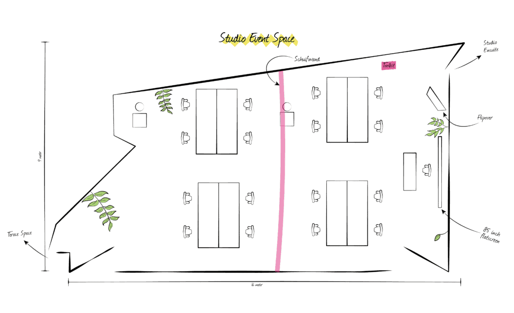 studio event space plattegrond